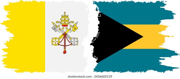Bahamas and Vatican grunge flags connection, vector