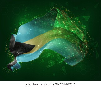 Bahamas, Vector 3d bandera sobre fondo verde