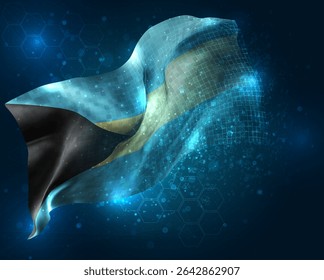 Bahamas, Vector 3d bandera virtual polígonos triangulares sobre un fondo azul