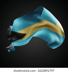 Bahamas, vector 3d flag with waves on a black background