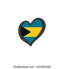 Bahamas Vector Flag Inside heart shape graphic element Illustration template design