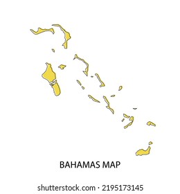 Bahamas vector map in yellow color with black stroke and white background