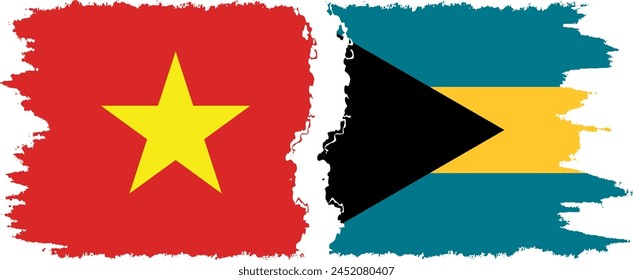 Bahamas and Vietnam grunge flags connection, vector