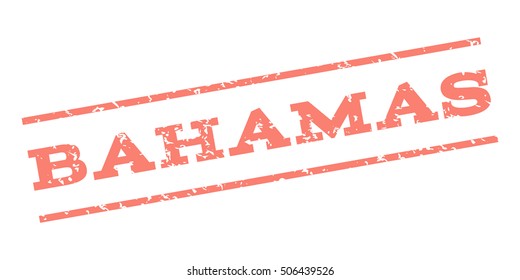 Bahamas watermark stamp. Text caption between parallel lines with grunge design style. Rubber seal stamp with dirty texture. Vector salmon color ink imprint on a white background.