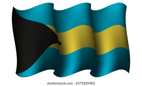 diseño vectorial de la bandera ondulante de bahamas adecuado para el momento del festín o el diseño de afiches del evento en bahamas