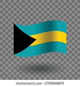 Vetor de bandeira ondulada das Bahamas isolado em fundo transparente. Ícone do símbolo da Bandeira das Bahamas