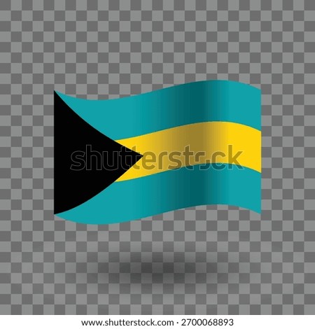 Bahamas wavy flag vector isolated on transparent background. Flag of Bahamas symbol icon