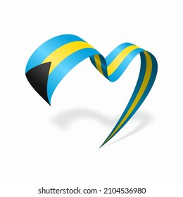 Bahamian flag heart shaped ribbon. Vector illustration.