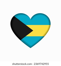 Bahamian flag heart-shaped sign. Vector illustration.