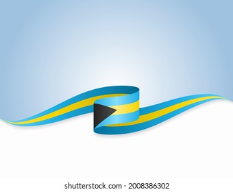 Bahamian flag wavy abstract background. Vector illustration.