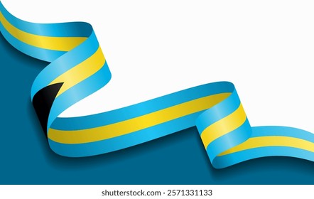 Bahamian flag wavy abstract background. Vector illustration.