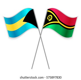 Bahamian and Vanuatuan crossed flags. Bahamas combined with Vanuatu isolated on white. Language learning, international business or travel concept.