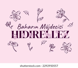 Baharin mujdecisi hidrellez. 5-6 Bürgermeister. Übersetzen: Die Herde des Frühlings, Hydrellez. 5.-6. Mai Vektorgrafik