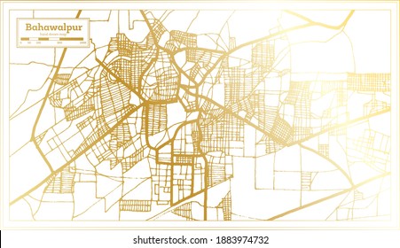 Bahawalpur Pakistan City Map in Retro Style in Golden Color. Outline Map. Vector Illustration. svg