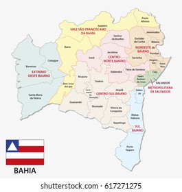 bahia administrative and political map with flag