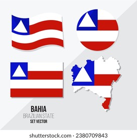 Bahia - BA - Bandeira - Brazil state vector set flag symbol map and circle flag
