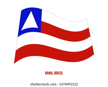 Bahia Flag Waving Vector Illustration on White Background. States Flag of Brazil.