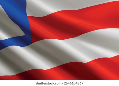 Bahia flag waving in the wind, realistic detailed silk texture. State of Brazil