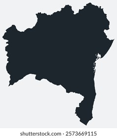 Bahia map. Just a simple border map. Shape of the state. Flat blank Bahia outline. Vector boundary illustration.