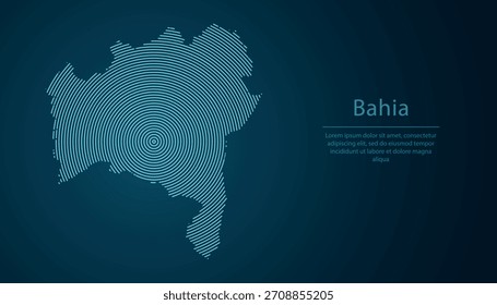 Bahía, estado de Brasil. Mapa lleno de círculos concéntricos sobre fondo degradado oscuro