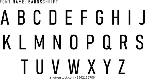 Bahnschrift, Schriftart, Vektor auf weißem Hintergrund 