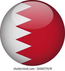Bahrain 3D Rounded Country Flag Icon