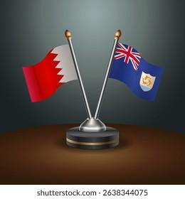 Bahrain and Anguilla table flag relation  with gradient backgrund. Vector Illustration