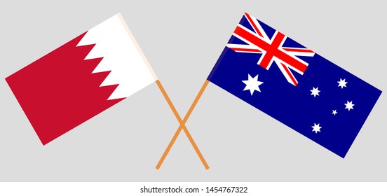 Bahrain and Australia. Crossed Bahraini and Australian flags