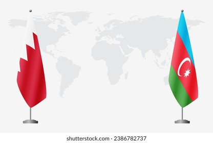 Bahrain and Azerbaijan flags for official meeting against background of world map.
