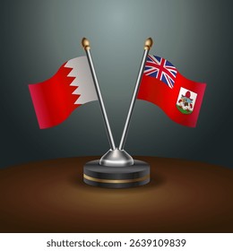 Bahrain and Bermuda table flag relation with gradient backgrund