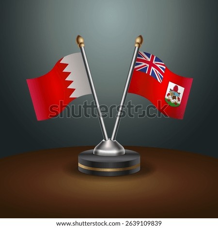 Bahrain and Bermuda table flag relation with gradient backgrund