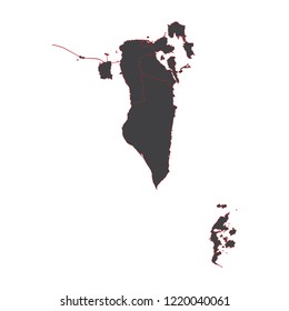 Bahrain black map on white background vector