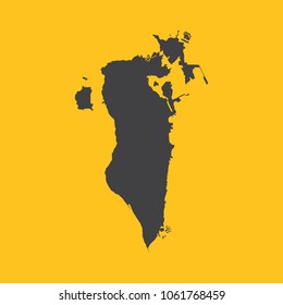 Bahrain black map,border on orange background. Vector illustration.
