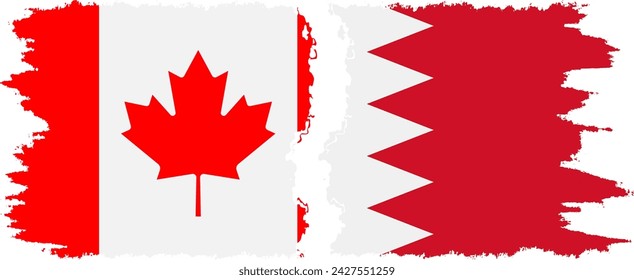 Bahrain and Canada grunge flags connection, vector