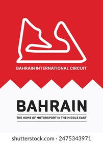 Bahrain Circuit Track and Flag Vector. Bahrain Sakhir Circuit Race Track Illustration with Editable Stroke. Stock Vector. The home of motorsports in the Middle East
