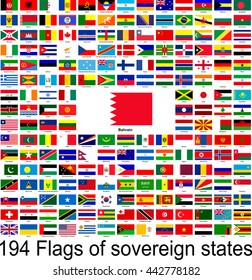 Bahrain, collection of vector images of flags of the world