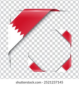 Bahrain corner national flag with shadow