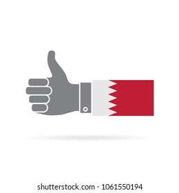 Bahrain country flag thumbs up vector icon