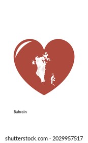 
Bahrain Country Map in Heart icon.eps 10