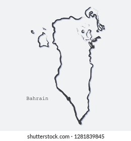 Bahrain country map shape. Brush style. Vector illustration