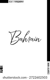 Bahréin - Nombre de Country Diseño de Vector de texto de tipografía cursiva elegante 