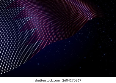 Bahrain digital flag made of dots, waving over a starry dark background