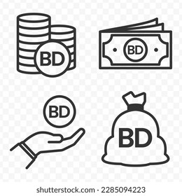 Bahrain Dinar icons set money icon vector image on transparent background (PNG).