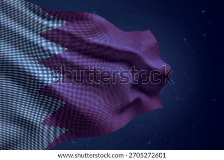 Bahrain dotted LED-style flag waving against night sky with futuristic effect