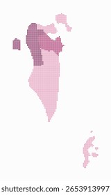 Bahrain dotted map. Digital style map of the country on white background. Bahrain shape with square dots. Colored dots style. Small size squares. Amazing vector illustration.