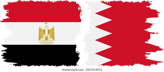 Bahréin y Egipto grunge banderas de conexión, vector