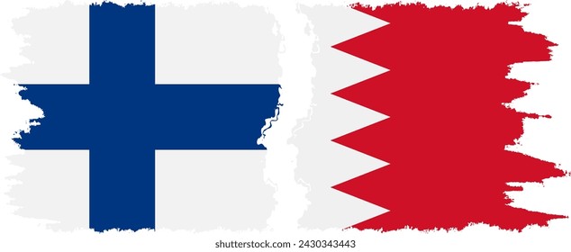 Bahrain and Finland grunge flags connection, vector
