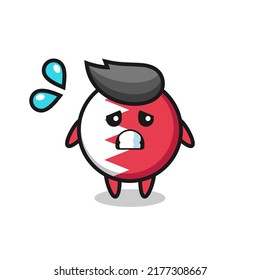 bahrain flag badge mascot character with afraid gesture , cute style design for t shirt, sticker, logo element
