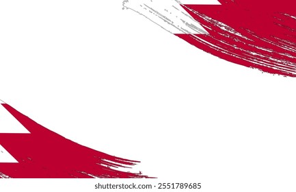 bahrain Flag with Brush Stroke Effect, Grunge brush stroke. Watercolor painting flag design.