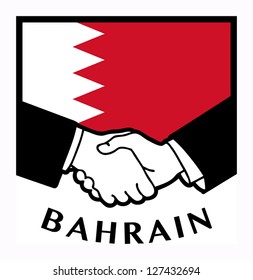 Bahrain flag and business handshake, vector illustration